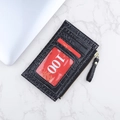Porte-cartes noir texture crocodile avec coutures blanches et zip doré élégant - Noir