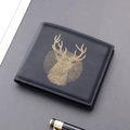 Portefeuille pour homme noir en toile avec logo tête de cerf doré de style vintage - Série 306 / Tête de Cerf Dorée
