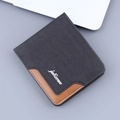 Short tri-fold canvas wallet for men in black and brown two-tone design with logo - Tri-fold Canvas Style / Black