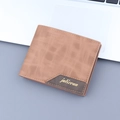 Men's bifold short wallet in light brown textured leather with vintage logo detail - Light Coffee