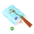 Stylish brown leather tassel keychain with a polished golden alloy clasp for bags - Ls01 / Brown