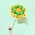 Handmade crochet peony flower in white ceramic vase with green leaves for home decor - Large Peony Branch / Gradient Green