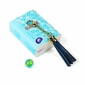 Navy blue leather tassel keychain with golden lobster clasp for bags and car keys - Ls01 / Dark Blue
