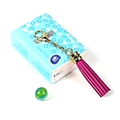 Fashionable magenta leather tassel keychain with golden metal lobster clasp and zinc alloy ring - Ls01 / Rose Red