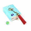 Chic red leather tassel keychain with gold lobster clasp for bags and car keys - Ls01 / Red