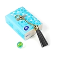 Fashion leather tassel keychain with gold lobster clasp and black fringe accessory - Ls01 / Black