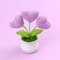 Dettaglio decorazione cuore fatta a mano all'uncinetto in vaso di ceramica con trama viola - Viola