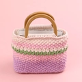 Borsa a mano fatta a mano all'uncinetto con sfumatura rosa e manici in resina - Borsa a mano tulipano