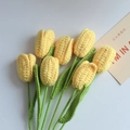 Handmade knitted yellow tulip bouquet consisting of six pieces for home decoration - Closed Tulip Single Finished Product / Yellow