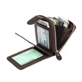 Portacarte RFID in pelle marrone scuro con scomparti a soffietto e doppia finestra - Caffè (KB32)