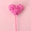 Pink handmade crochet heart decorative pick for cakes or flower bouquets - Rose Red (Rose Red Heart Single)