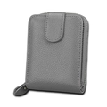 Dark grey pebble leather RFID wallet with zipper closure and snap button flap - Elephant Grey (KB10)