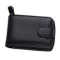 Men's black litchi grain leather RFID wallet with card slots and metal zipper - RFID Black (KB10)