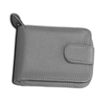 Classic grey leather card wallet with pebbled texture and secure zipper closure - RFID Elephant Grey (KB10)