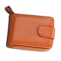Brown leather wallet with zipper pocket and snap closure in a lychee texture finish - RFID Brown (KB10)