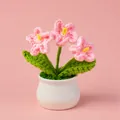 Handmade crocheted pink forget-me-not potted plant for home and office desk decor - Pink Forget-Me-Not (3-Head)