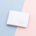 White textured PU leather driver's license holder with embossed lettering on dual-tone background - 2 Card Slots / White