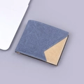 Portafoglio sottile da uomo in tela bicolore con design patchwork stile denim - Stile Orizzontale (13813) / Blu