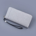 Cartera larga de lona para hombre con cremallera y correa de muñeca en gris claro - Gris