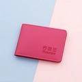 Rose red faux leather license holder with lychee texture and embossed lettering - Rose Red