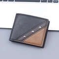 Portefeuille pour hommes en cuir grainé noir et marron avec trois clous argentés - Noir