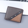 Portefeuille court pour homme avec design patchwork marron et trois rivets décoratifs - Marron