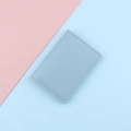 Slim light blue credit card wallet with litchi texture and contrast white stitching - Blue