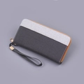 Men's canvas wristlet clutch bag featuring grey-blue contrast design and wrist strap - Black