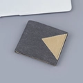Men's charcoal denim bifold wallet with khaki triangular accent and 9 card slots - Black
