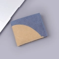 Cartera de lona bicolor en azul y caqui con textura tejida y diseño minimalista - Estilo Horizontal de Denim Azul