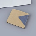 Men's bifold canvas wallet in beige with a blue triangle patch and 9 card slots - Brown