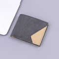Portafoglio bifold uomo in tela grigio antracite con inserto triangolare marrone - Stile Orizzontale (13813) / Nero