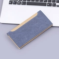 Portafoglio lungo da uomo in tela blu scuro e kaki con design patchwork chic - Blu
