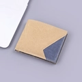 Portafoglio bifold sottile in tela kaki e blu navy con design geometrico patchwork - Stile Orizzontale (13813) / Marrone