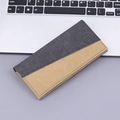 Long canvas wallet for men featuring a grey and khaki patchwork minimalist design - Black Color Block