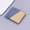 Portefeuille court en toile pour hommes avec un design bicolore bleu et jaune - Bleu