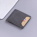 Portefeuille fin en toile pour homme gris foncé avec détail de coin bicolore kaki - Noir Horizontal (13824)