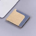 Cartera delgada de lona para hombre con retazos en caqui y azul y costuras blancas - Café (13823 Estilo Horizontal)