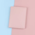 Porta passaporto sottile in pelle rosa con protezione RFID e bordi con cuciture - Cipria autentica