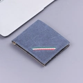 Portefeuille pliable en toile bleue pour hommes avec broderie élégante à rayures tricolores - 13825 Style Horizontal / Bleu