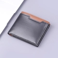 Cartera de hombre en cuero bicolor negro y marrón con detalles de costura fina - Negro