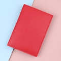 Universal red soft leather passport holder with litchi grain texture and card slots - Red