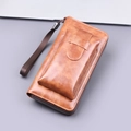 Eleganter Vintage-Clutch-Geldbeutel aus braunem PU-Leder mit Handschlaufe und Reißverschluss - Braun