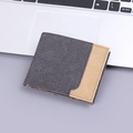 Cartera de lona para hombre en gris oscuro y caqui con costuras negras - Estilo Corto (13829) / Negro