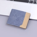 Cartera corta para hombre de lona bicolor azul y caqui con costuras reforzadas de diseño - Estilo Corto (13829) / Azul