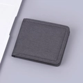 Herren-Bifold-Geldbörse aus dunkelgrauem Canvas mit robusten Nähten und kompaktem Design - Schwarz