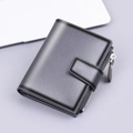 Cartera vertical para hombre en cuero negro texturizado con cierre a presión y cremallera - Estilo Negro Vertical 823 (823)