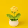 Handmade crochet yellow rose in white ceramic pot for home office desk decoration - Yellow Rose Potted Plant