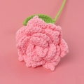 Handmade crochet pink rose flower with green leaves for home decor and gifts - Fashion Pink