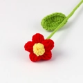 Dettaglio di fiore all'uncinetto fatto a mano con petali rossi per decorazioni fai-da-te - Piccolo (Foglia Singola) / Rosso